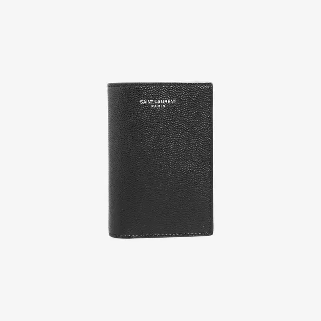 Saint Laurent Saint Laurent Paris Credit Card Wallet in Grain De Poudre Embossed Leather Black - view 1