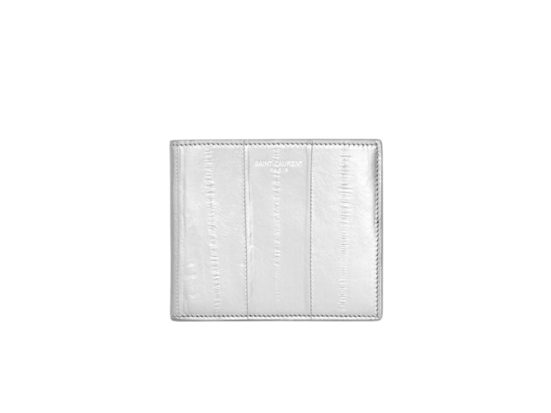 Saint Laurent Saint Laurent Paris East/West Wallet In Eel Skin With Silver-Toned Metal Hardware Metal Silver