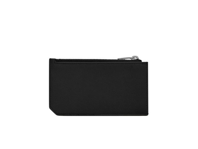 Saint Laurent Saint Laurent Paris Fragments Zipped Card Case In Grain De Poudre Embossed Leather With Silver-Toned Metal Hardware Black - view 2