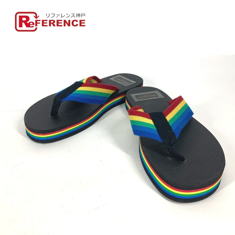 Saint Laurent SAINT LAURENT PARIS Rainbow Flip Flops Shoes Sandals Black/Multicolore Unused
