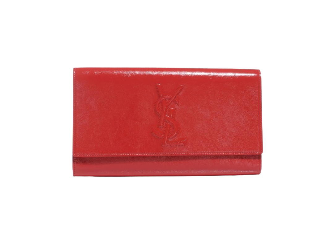 Saint Laurent Saint Laurent Patent Belle de Jour Clutch Red