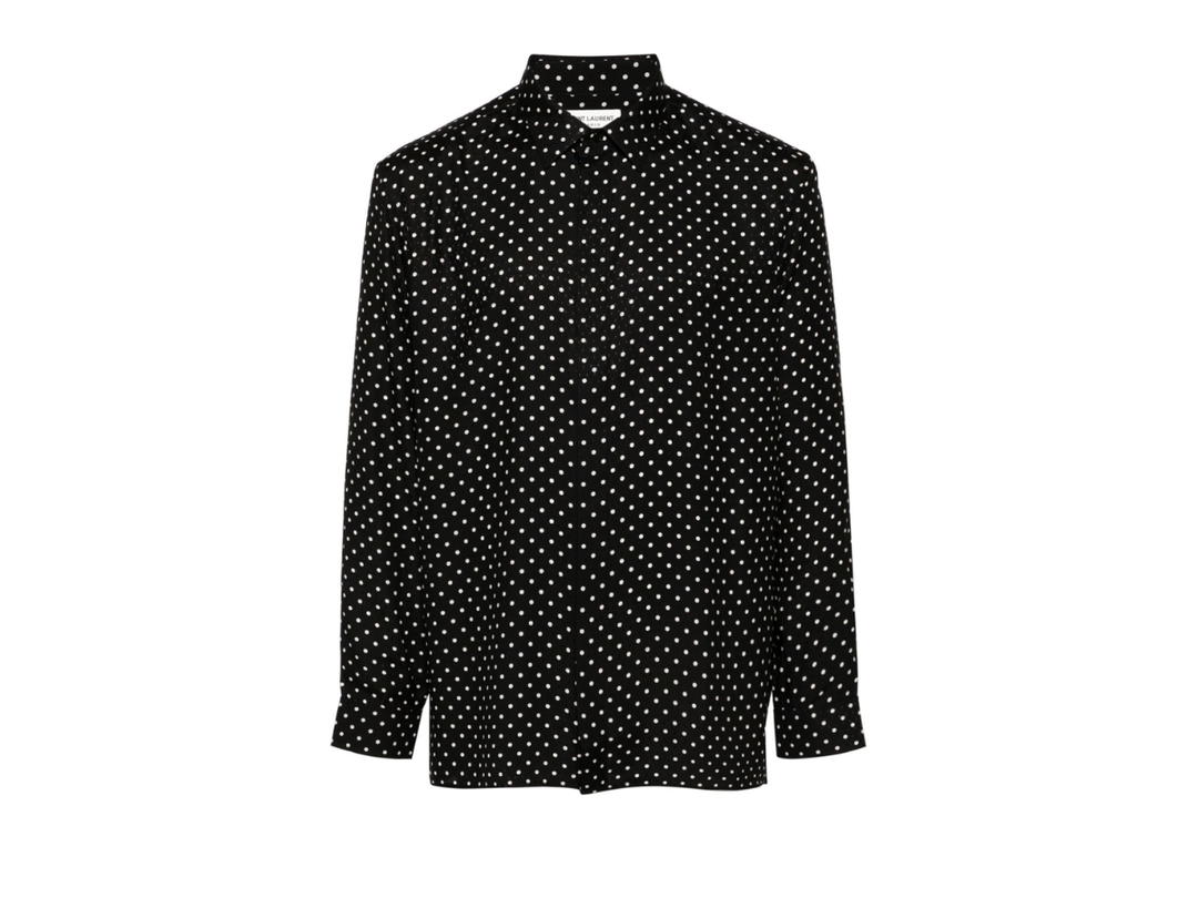 Saint Laurent Saint Laurent polka-dot silk shirt Black-White