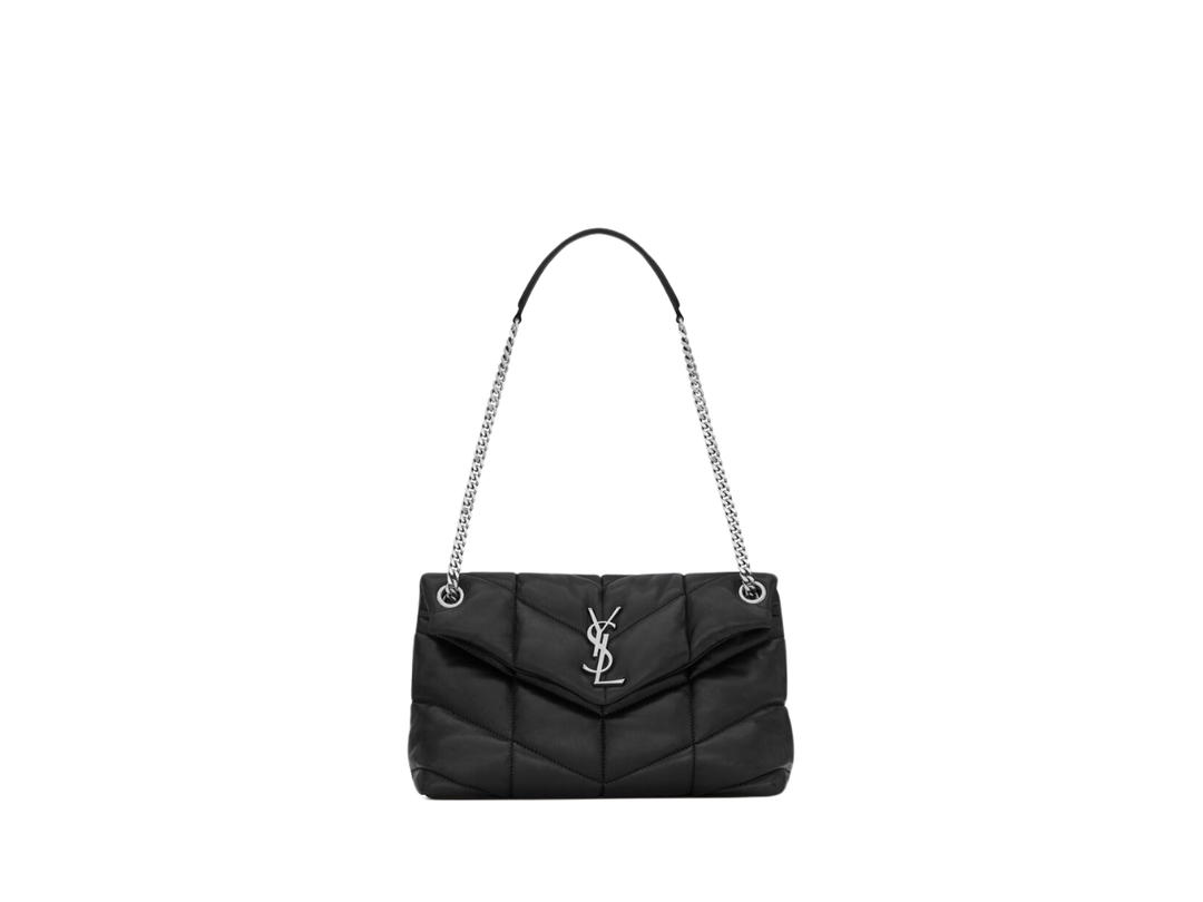 Saint Laurent Saint Laurent Puffer Small Chain Bag In Quilted Lambskin With Brushed Silver-Toned Metal Hardware Black