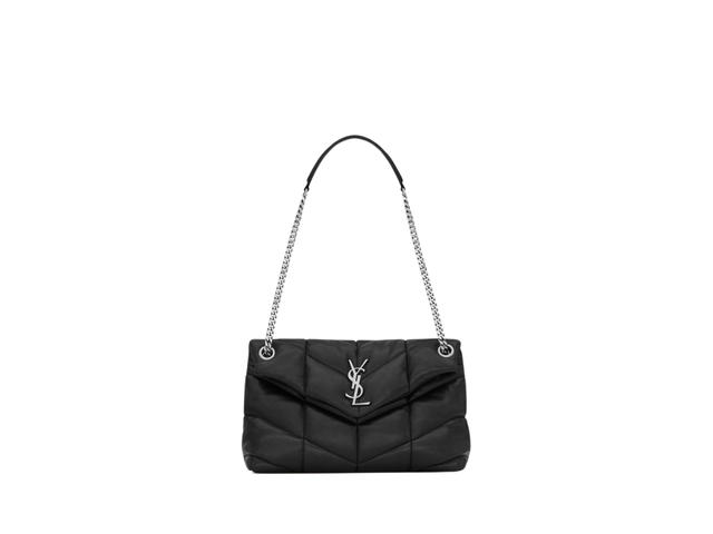 Saint Laurent Saint Laurent Puffer Small Chain Bag In Quilted Lambskin With Brushed Silver-Toned Metal Hardware Black - view 1