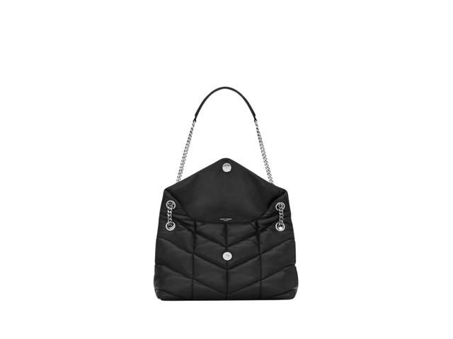 Saint Laurent Saint Laurent Puffer Small Chain Bag In Quilted Lambskin With Brushed Silver-Toned Metal Hardware Black - view 3