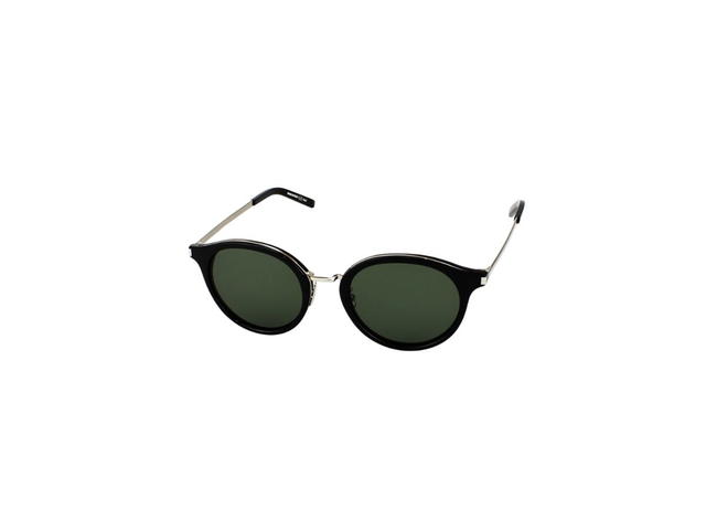 Saint Laurent Saint Laurent SL 57 Sunglasses In Silver Plastic Metal Frames And Green Lenses - view 1