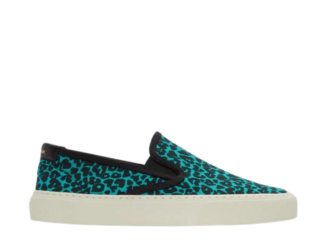 Saint Laurent Saint Laurent Slip-On Sneakers In Leopard Blue and Black