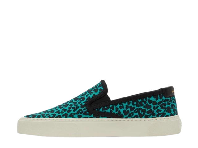 Saint Laurent Saint Laurent Slip-On Sneakers In Leopard Blue and Black - view 2