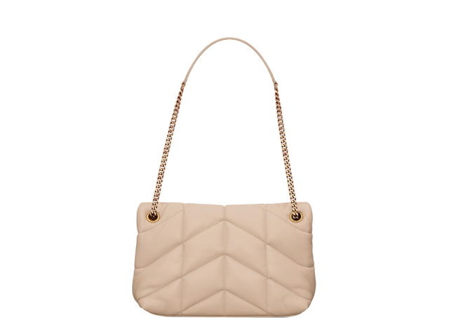 Saint Laurent Saint Laurent Small Puffer In Quilted Nappa Leather With Light Bronze Metal Hardware Dark Beige - view 2