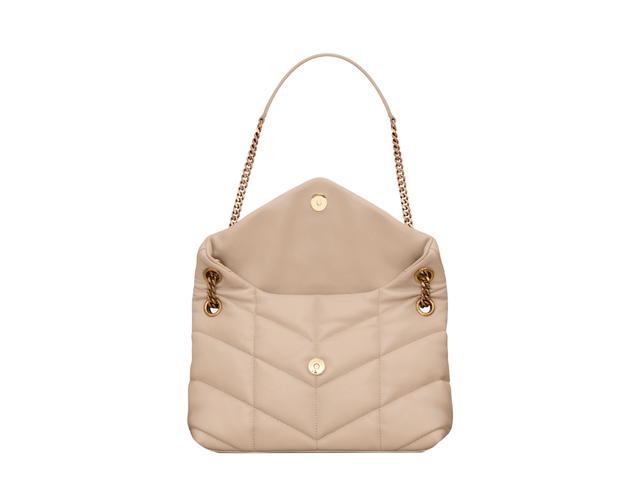 Saint Laurent Saint Laurent Small Puffer In Quilted Nappa Leather With Light Bronze Metal Hardware Dark Beige - view 3