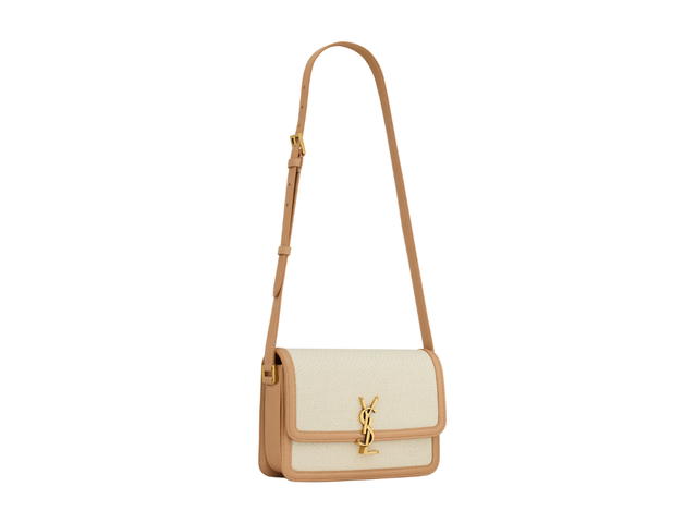 Saint Laurent Saint Laurent Solferino Medium Satchel In Canvas And Vegetable-tanned Leather With Light Bronze-toned Metal Hardware Brown Gold - view 2