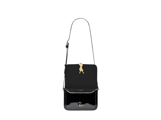 Saint Laurent Saint Laurent Solferino Small Satchel In Lacquered Patent Leather With Bronze-Toned Metal Hardware Black - view 3