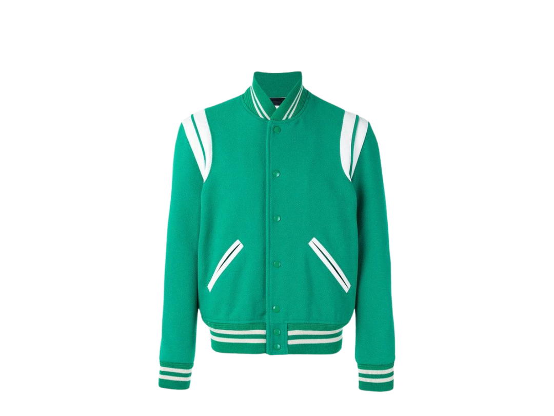 Saint Laurent Saint Laurent Teddy Varsity Jacket Green