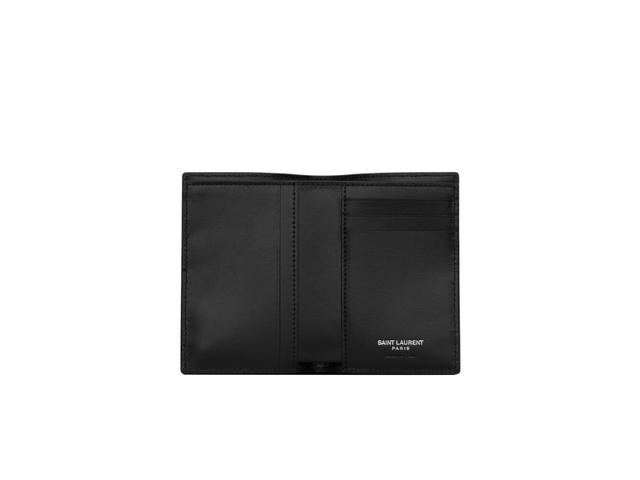 Saint Laurent Saint Laurent Tiny Cassandre Credit Card Wallet In Matte Leather With Silver-Toned Metal Hardware Black - view 3