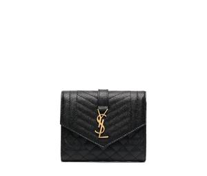 Buy Saint Laurent Tri-Fold Pebbled Purse Black at Sasom – Authentic and Ready to Ship