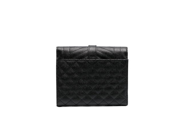 Saint Laurent Saint Laurent Tri-Fold Pebbled Purse Black - view 2
