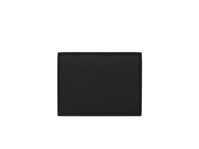 Saint Laurent Saint Laurent Uptown Business-Card Case In Grain De Poudre Embossed Leather With Gold-Toned Metal Hardware Black - view 2