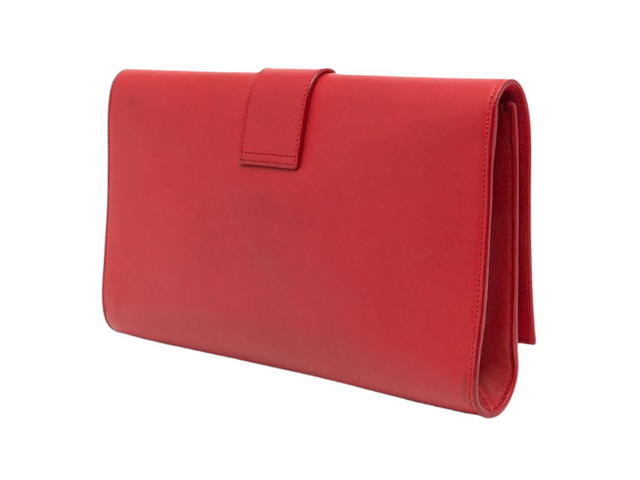 Saint Laurent Saint Laurent YSL GHW Second Pouch Clutch Calfskin Leather Red - view 2