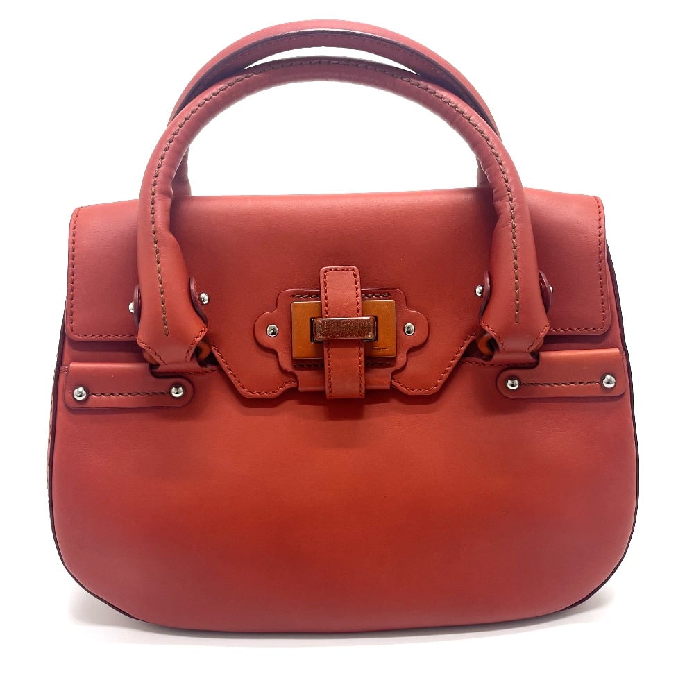 Ferragamo Salvatore Ferragamo 7899  Hand Bag Leather / Wood Red