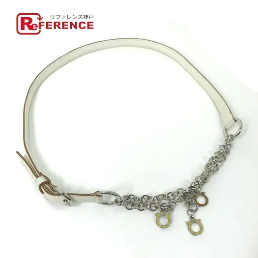 Buy Salvatore Ferragamo Accessories Chain belt Gancini belt Leather White at Sasom – Authentic and Ready to Ship