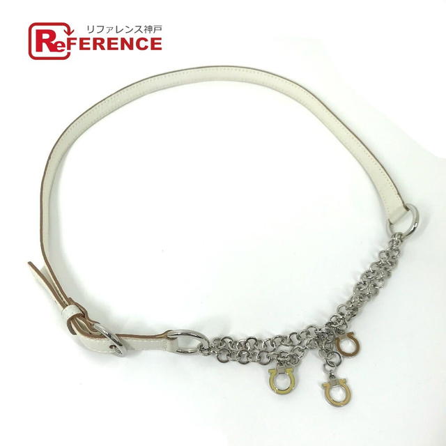 Ferragamo Salvatore Ferragamo Accessories Chain belt Gancini belt Leather White - view 1