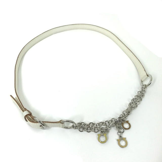 Ferragamo Salvatore Ferragamo Accessories Chain belt Gancini belt Leather White - view 2