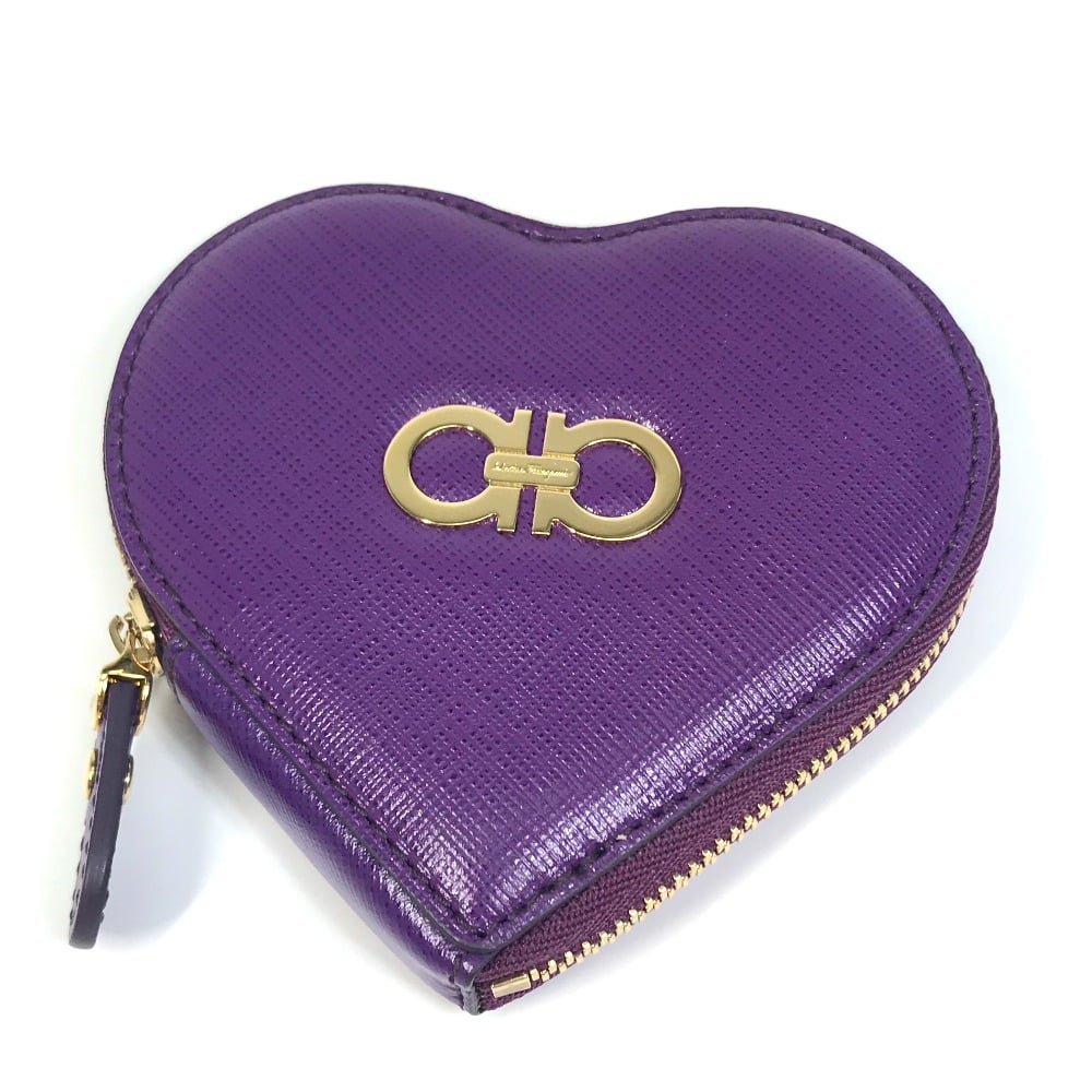 Ferragamo Salvatore Ferragamo AU-22 Gancini heart coin purse Wallet Leather Purple Based