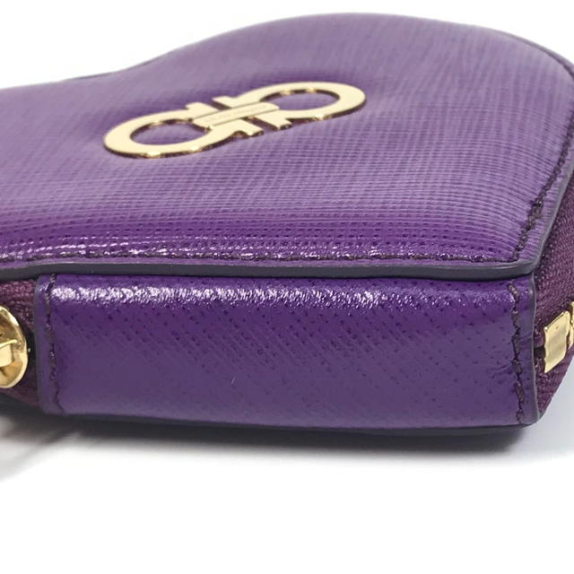 Ferragamo Salvatore Ferragamo AU-22 Gancini heart coin purse Wallet Leather Purple Based - view 3