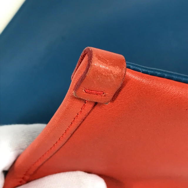 Ferragamo Salvatore Ferragamo Bicolor logo bag pouch Clutch bag Leather blue/Orange Based - view 4