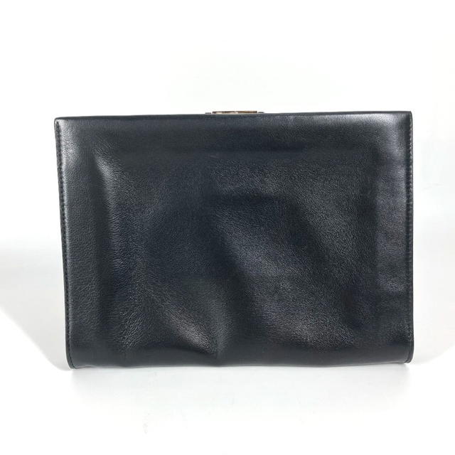 Ferragamo Salvatore Ferragamo Big Gancini logo pouch bag Clutch bag Leather Black/Silver - view 3