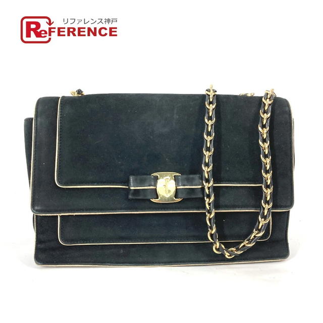 Ferragamo Salvatore Ferragamo Crossbody bag Chain bag Vala Ribbon Shoulder Bag Black/Gold - view 1