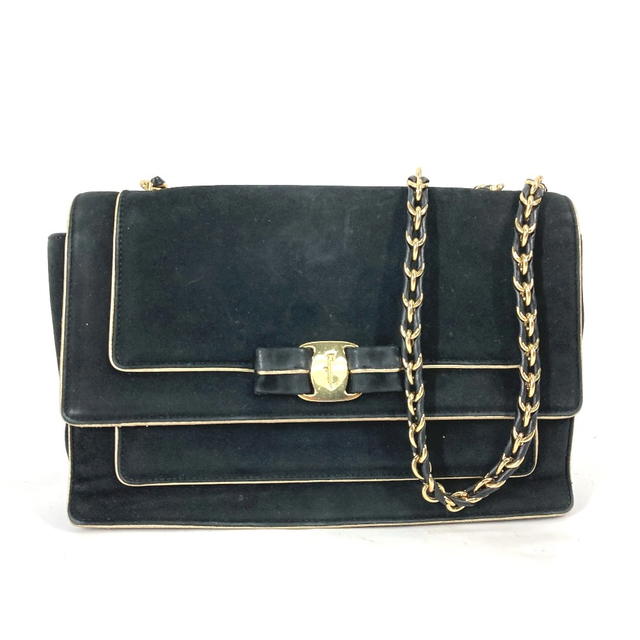 Ferragamo Salvatore Ferragamo Crossbody bag Chain bag Vala Ribbon Shoulder Bag Black/Gold - view 2
