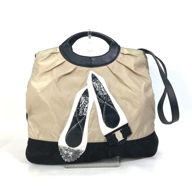 Ferragamo Salvatore Ferragamo crossbody rose ribbon pumps design sequins 2WAY Hand Bag - view 2