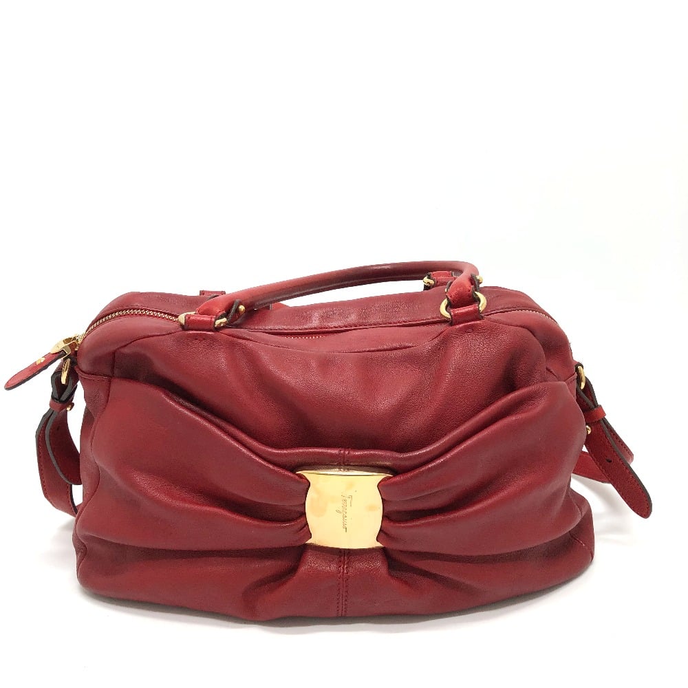 Ferragamo Salvatore Ferragamo DH-21C335 Vala Ribbon/Crossbody 2WAY Hand Bag Leather Red