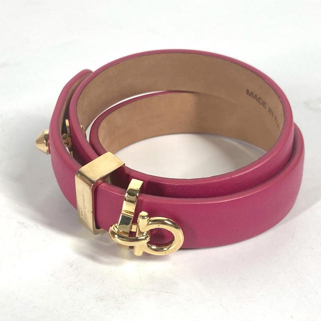 Ferragamo Salvatore Ferragamo Double Gancini Accessories Bracelet Leather pink/Gold - view 2