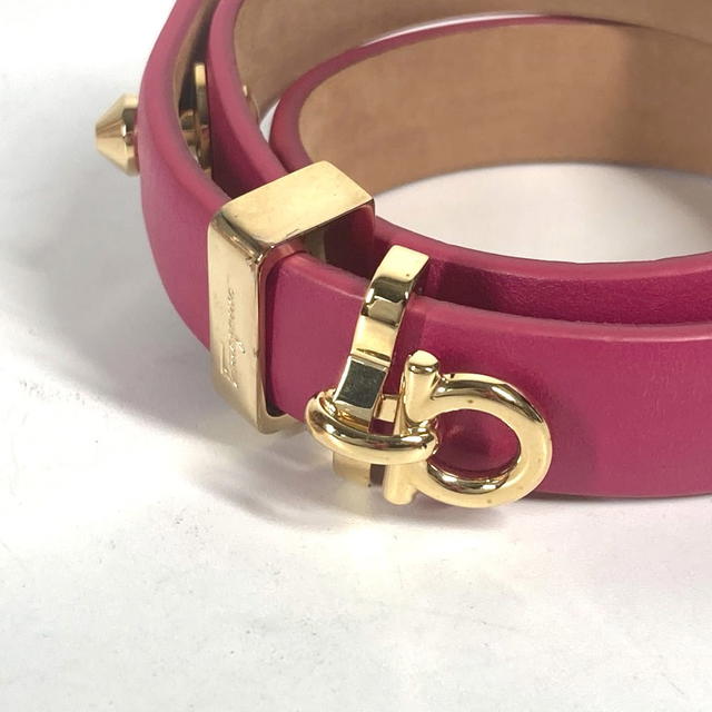 Ferragamo Salvatore Ferragamo Double Gancini Accessories Bracelet Leather pink/Gold - view 3