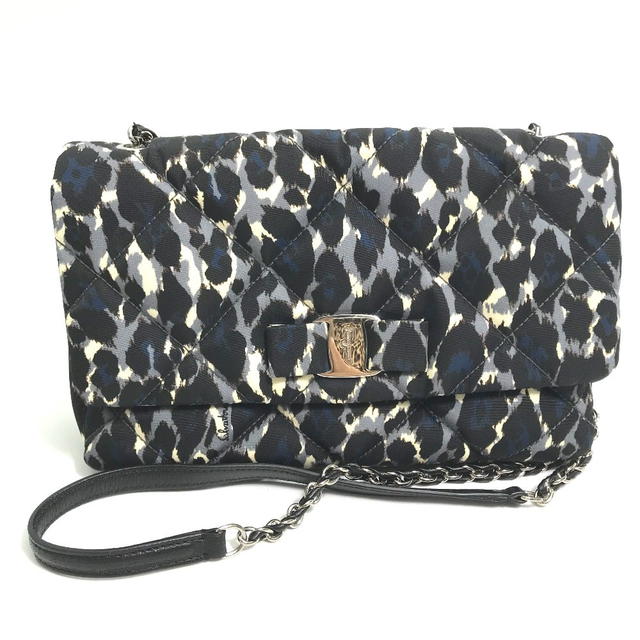 Ferragamo Salvatore Ferragamo E834 Vala Ribbon Leopard Chain Shoulder Bag - view 2