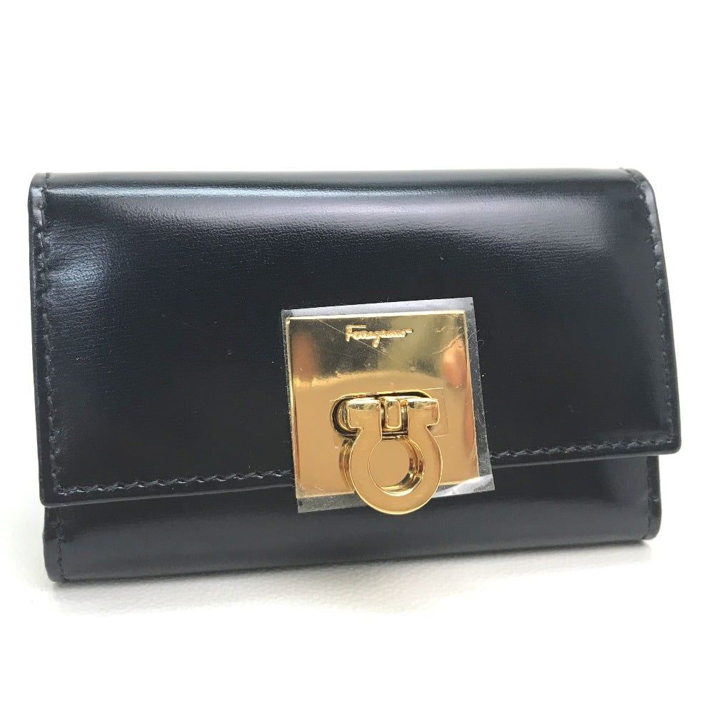 Ferragamo SALVATORE FERRAGAMO Gancini 6-Ring Key Case Leather Black