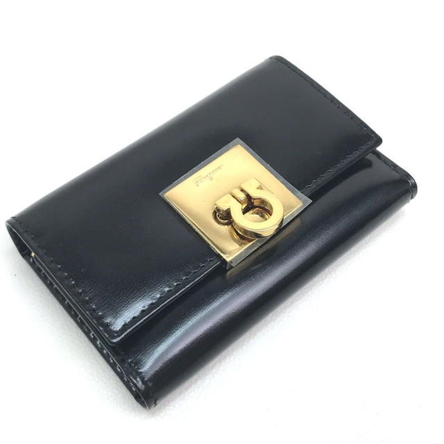 Ferragamo SALVATORE FERRAGAMO Gancini 6-Ring Key Case Leather Black - view 2
