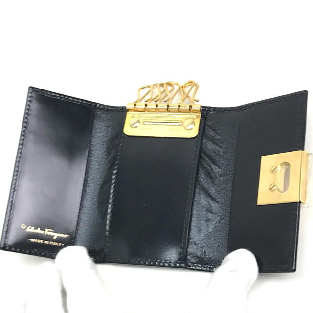 Ferragamo SALVATORE FERRAGAMO Gancini 6-Ring Key Case Leather Black - view 5
