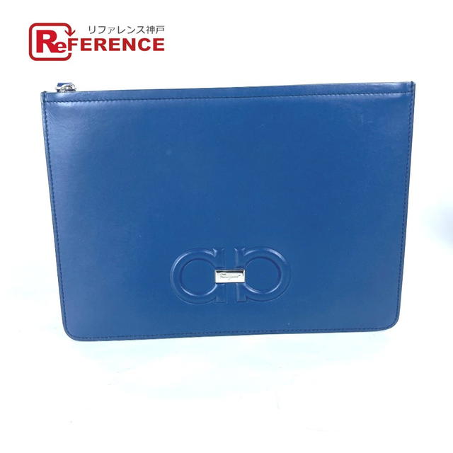 Ferragamo Salvatore Ferragamo Gancini Bag pouch with strap Clutch bag Leather blue - view 1