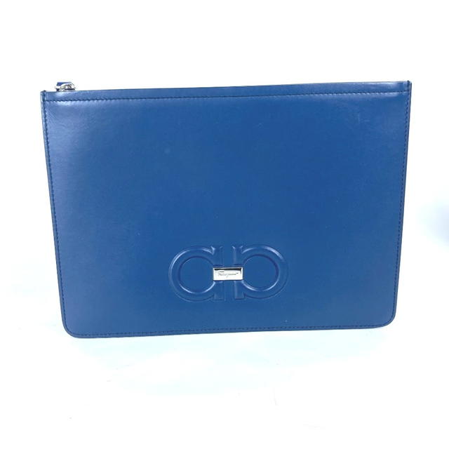Ferragamo Salvatore Ferragamo Gancini Bag pouch with strap Clutch bag Leather blue - view 2