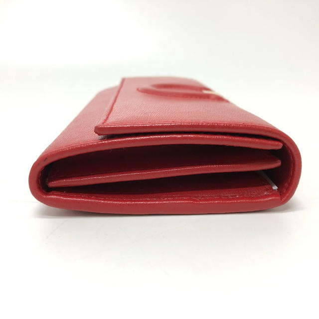 Ferragamo Salvatore Ferragamo Gancini Bifold Wallet Long Wallet Red/Beige/GoldHardware - view 5