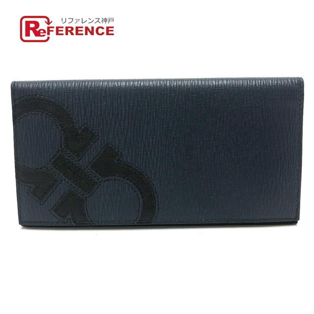 Ferragamo Salvatore Ferragamo Gancini Bill Compartment Wallet Long Wallet Leather Navy - view 1