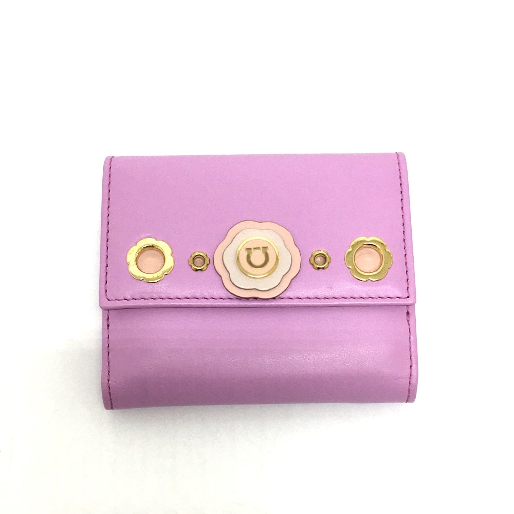 Ferragamo Salvatore Ferragamo Gancini  Folded wallet Leather purple