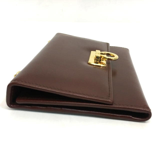 Ferragamo SALVATORE FERRAGAMO Gancini Leather Pochette Wallet Shoulder Bag Brown - view 2