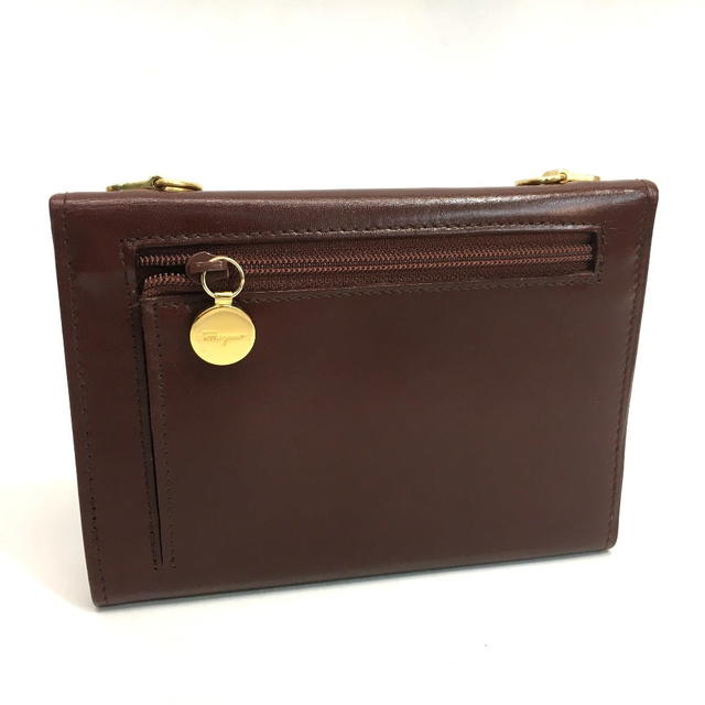 Ferragamo SALVATORE FERRAGAMO Gancini Leather Pochette Wallet Shoulder Bag Brown - view 3