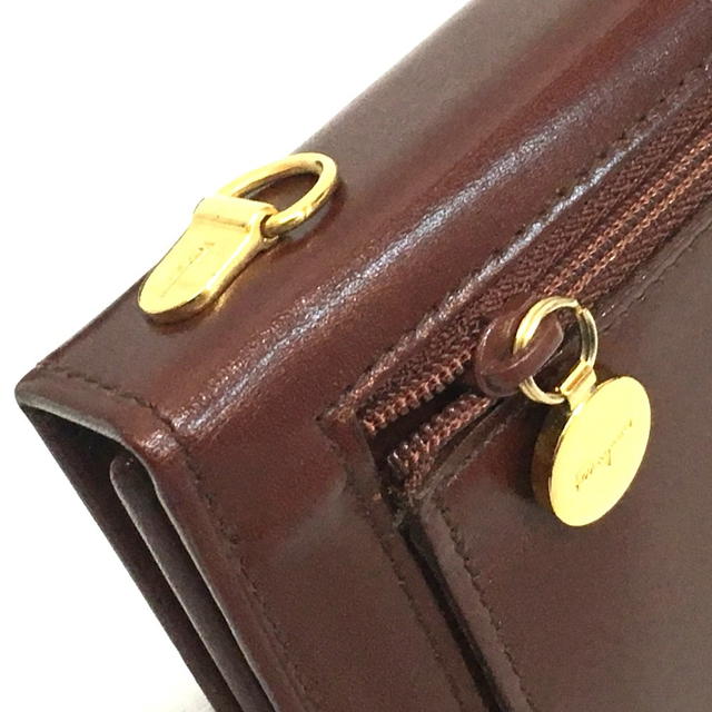 Ferragamo SALVATORE FERRAGAMO Gancini Leather Pochette Wallet Shoulder Bag Brown - view 4