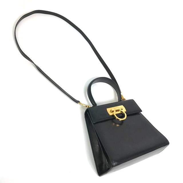 Ferragamo SALVATORE FERRAGAMO Gancini Shoulder Bag Hand Bag 2 way bag Leather Black - view 5