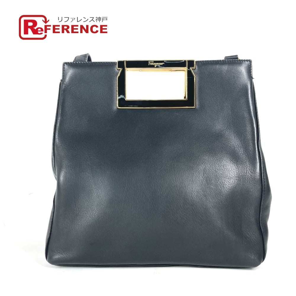 Ferragamo Salvatore Ferragamo Logo metal handle 2-way bag Handbag Shoulder Bag